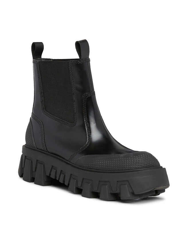 Tommy Jeans Sztyblety Tommy Jeans Tjw Chunky Chelsea Mix Material EN0EN02375 Czarny