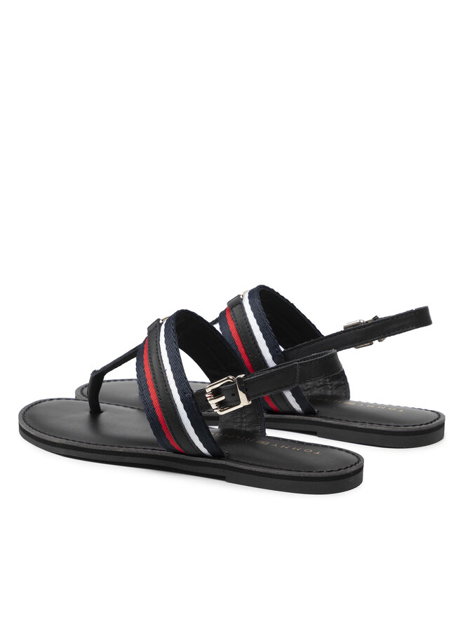 Tommy Hilfiger Sandalen Tommy Hilfiger Corporate Th Webbing Flat Sandal FW0FW06543 Schwarz