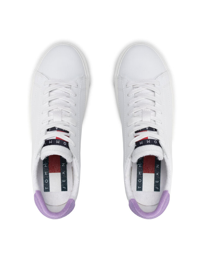 とみー Sneakersy Tommy Jeans Leather Low Cut Vulc EN0EN01627 Biały