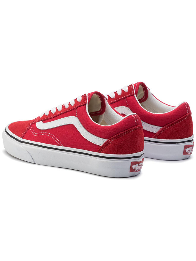 Low top red and white vans deals