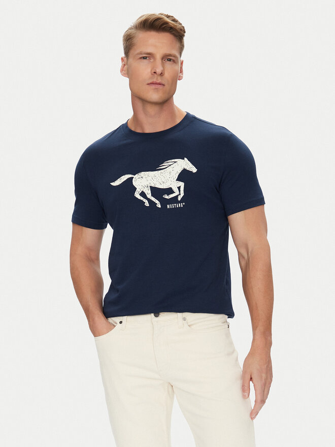 Mustang Mustang T-Shirt Austin 1016483 Dunkelblau Regular Fit