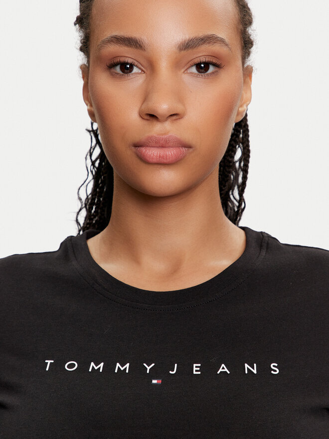 Tommy Jeans Tommy Jeans Marškinėliai Linear DW0DW18398 Juoda Slim Fit