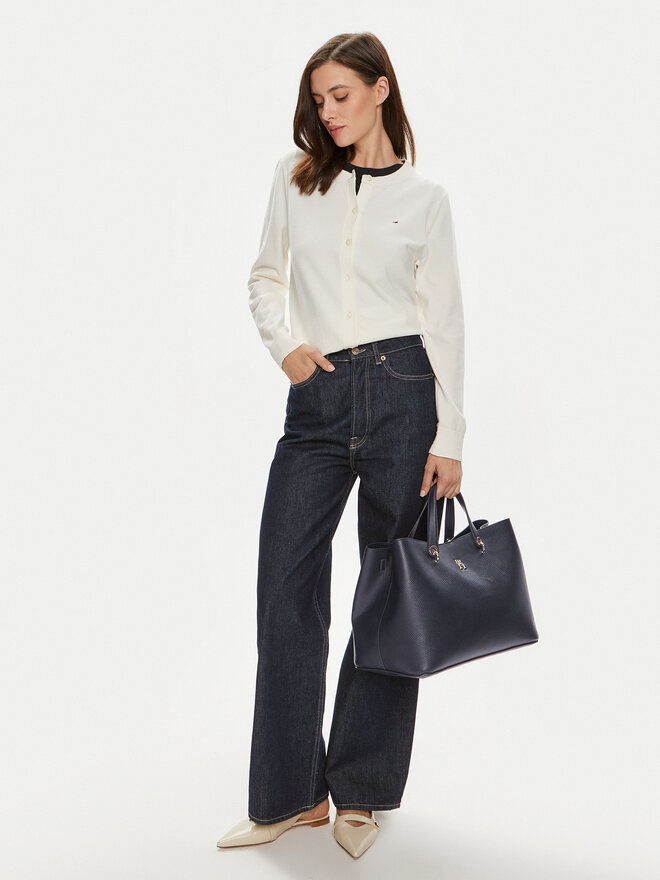 Tommy Hilfiger Дамска чанта Tommy Hilfiger Th Emblem Satchel AW0AW15177 Тъмносин