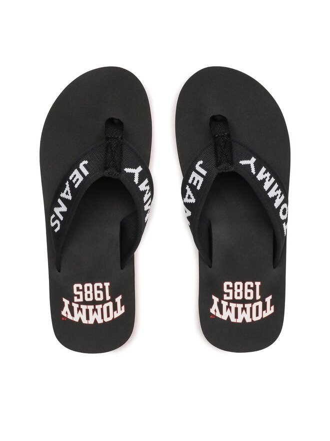 Tommy Jeans Japonki Tommy Jeans Flip Flop Logo Tape EM0EM01147 Czarny