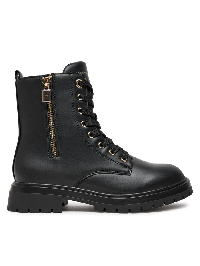 Tommy Hilfiger Trapper stila apavi Tommy Hilfiger Lace-Up Bootie T3A5-33567-1351 S Melns