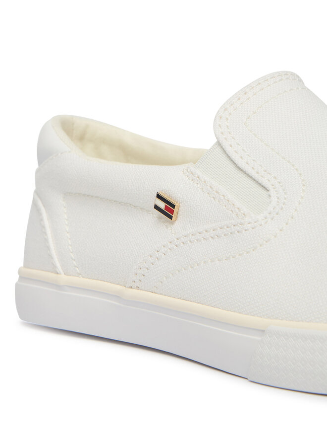 Tommy Hilfiger Sneakers aus Stoff Tommy Hilfiger Th Low Profile Slip On FW0FW09103 Weiß