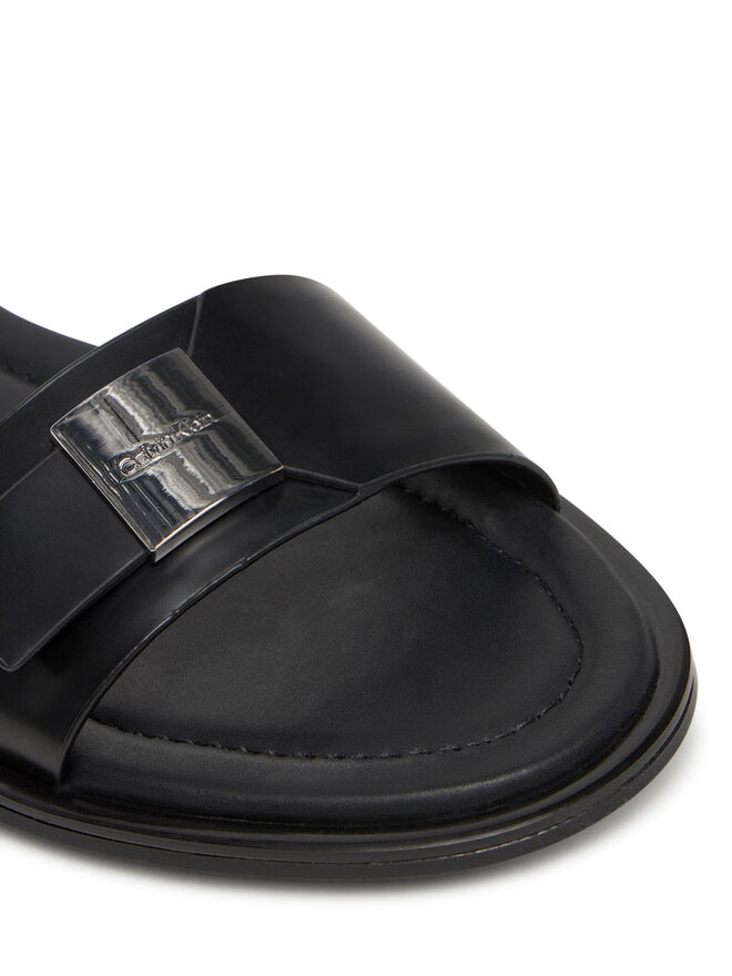 Calvin Klein Sandały Calvin Klein Flat Sandal W/Ck Hw - Lth HW0HW02367 Czarny