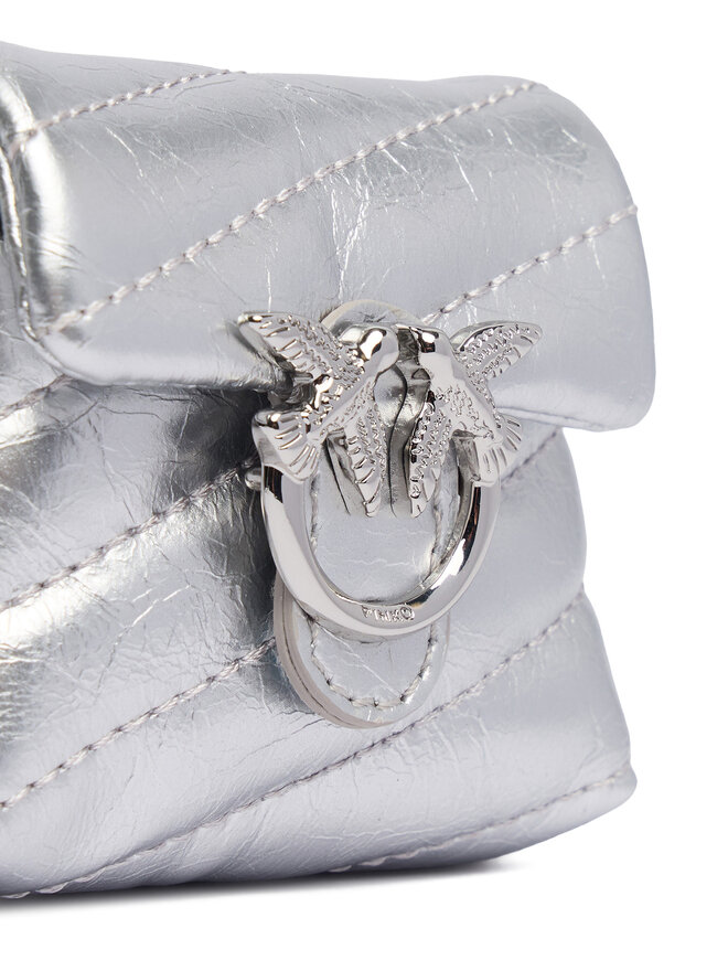 PINKO Pakabukas PINKO Airpods Love Puff Microfiber Shiny Calf AI 25-26 PCPL 105869 A370 Sidabrinė