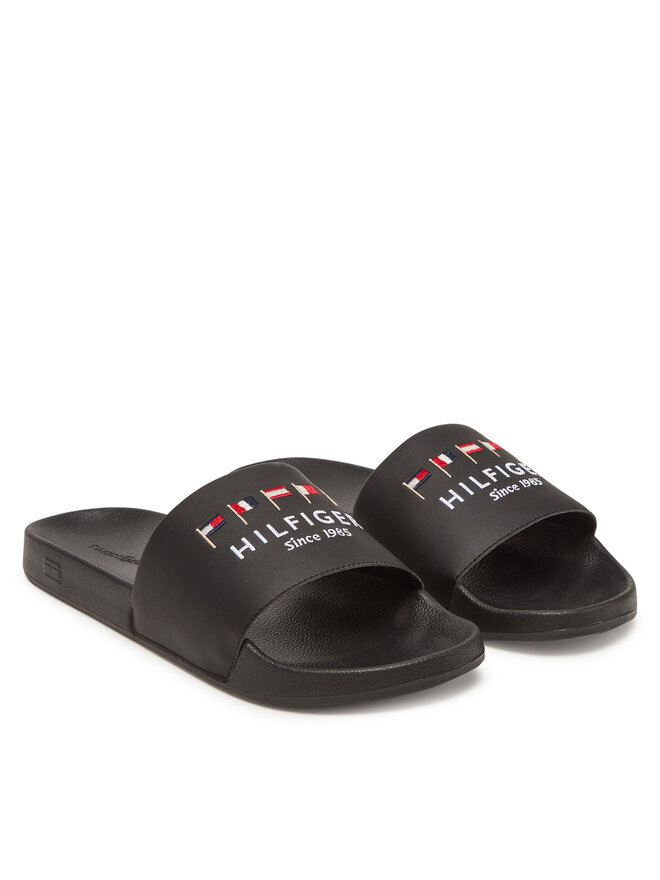 Tommy Hilfiger Şlapi Tommy Hilfiger Flags Pool Slide FM0FM05431 Negru
