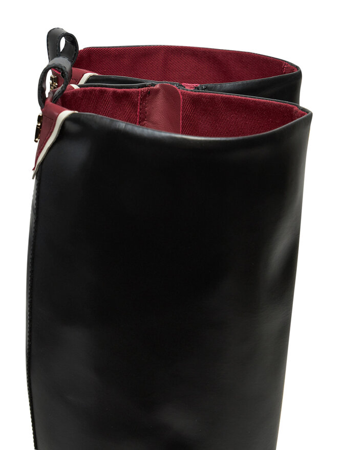 Tommy Hilfiger Kozačky Tommy Hilfiger Premium Leather Long Boot FW0FW08180 Černá