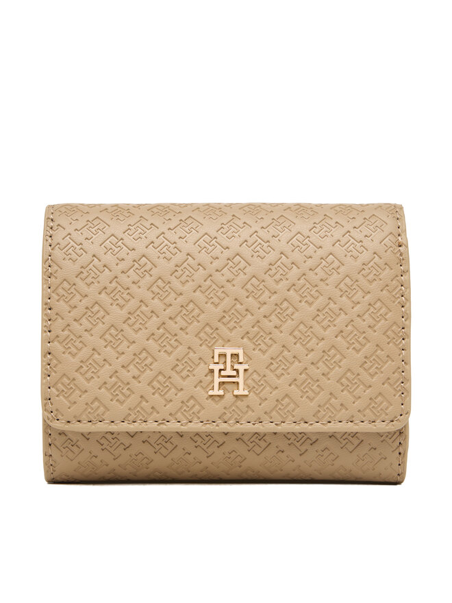 Tommy Hilfiger Geldbörse Tommy Hilfiger Th Icon Trifold Mono AW0AW18484 Beige