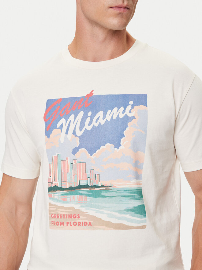 Gant Gant Camiseta 2003341 Écru Regular Fit