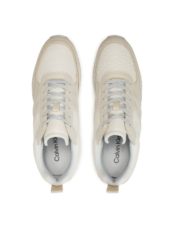 Calvin Klein Sneakersy Calvin Klein Runner Lace Up Saff Mono HW0HW02102 Béžová