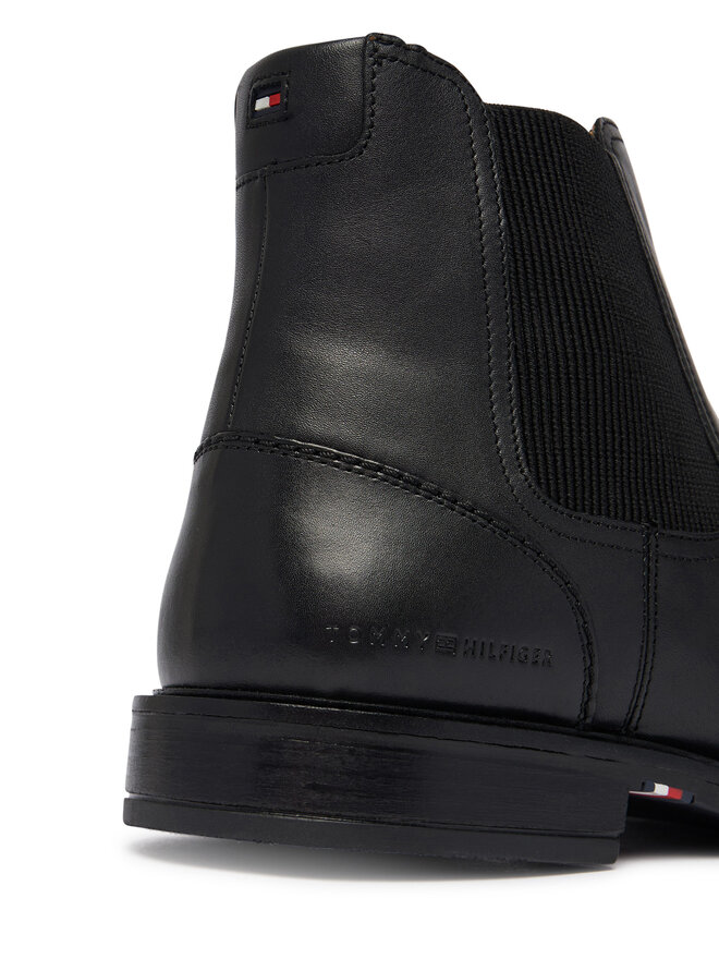 Tommy Hilfiger Klassische Stiefeletten Tommy Hilfiger Corporate Dressy Lth Chelsea FM0FM05935 Schwarz
