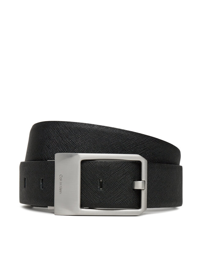 Calvin Klein Pasek Męski Calvin Klein Faceted Buckle 35Mm Adj/Rev LV04D7010G Czarny