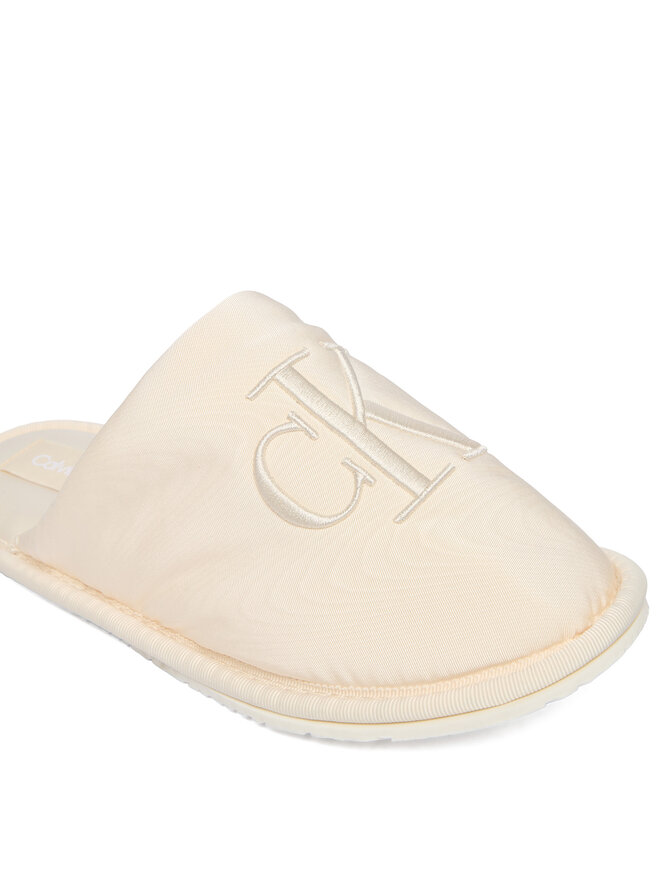 Calvin Klein Jeans Hausschuhe Calvin Klein Jeans Slipper Satin Moire YW0YW02053 Écru
