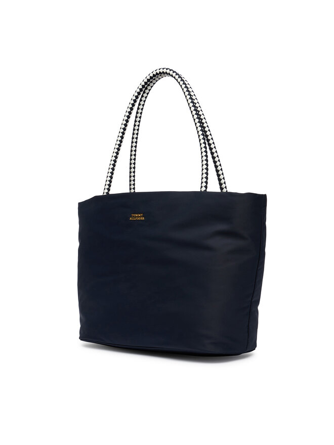 Tommy Hilfiger Handtasche Tommy Hilfiger Th Marina Hobo/Tote Nylon AW0AW18862 Dunkelblau