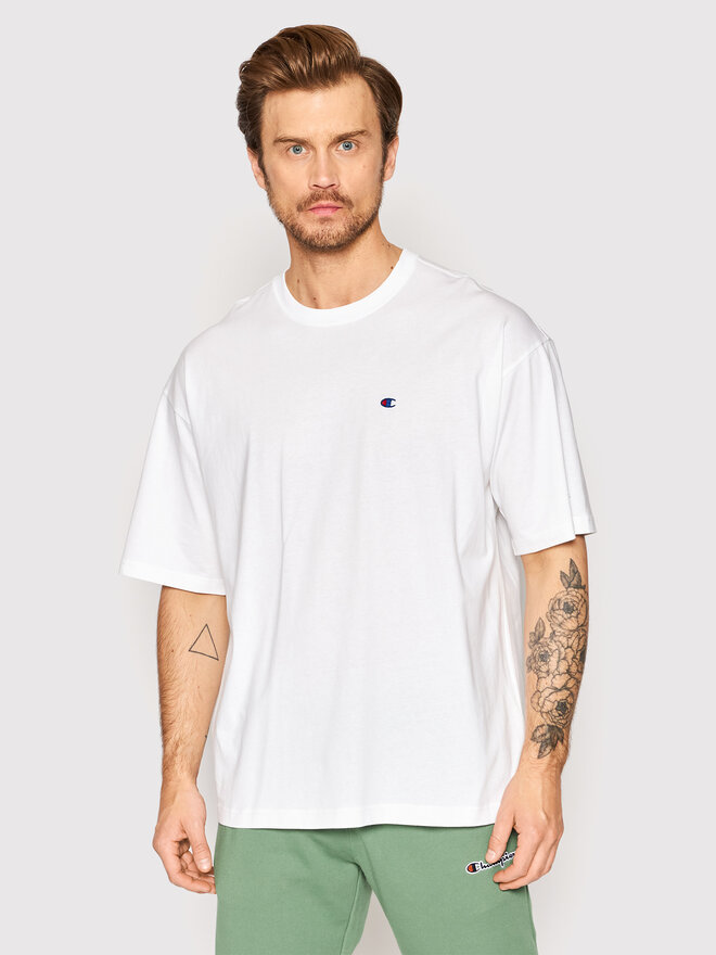 Champion Champion Marškinėliai Small C Logo 216548 Balta Muscle Fit