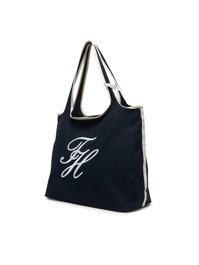 Tommy Hilfiger Handtasche Tommy Hilfiger Th Summer Tote Canvas AW0AW18398 Dunkelblau