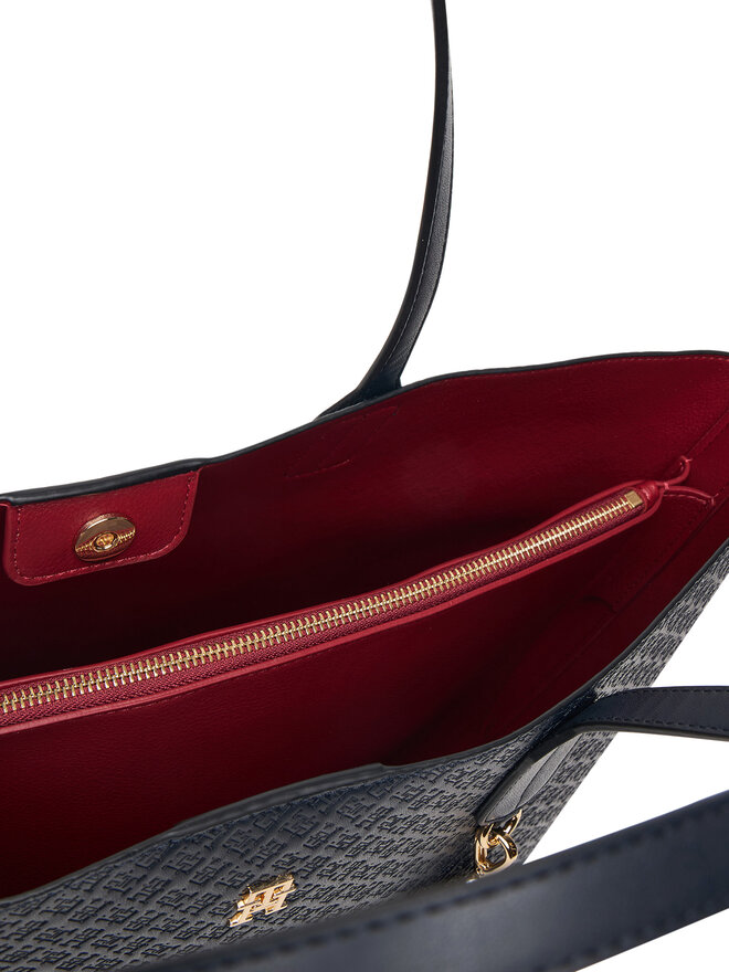 Tommy Hilfiger Handtasche Tommy Hilfiger Th Icon Tote Mono AW0AW19004 Dunkelblau