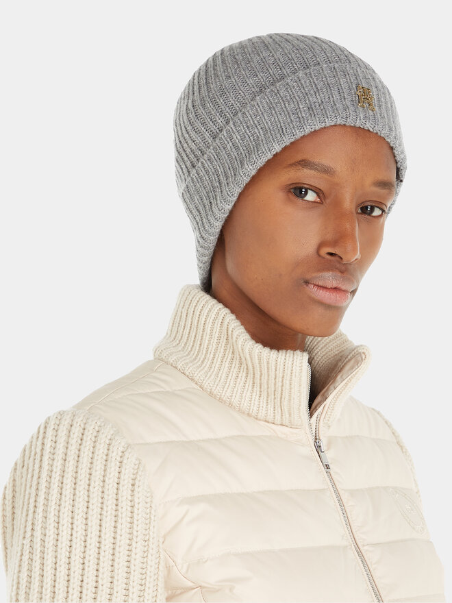 Tommy Hilfiger Kapa Tommy Hilfiger Cashmere Chic Beanie AW0AW15321 Siva
