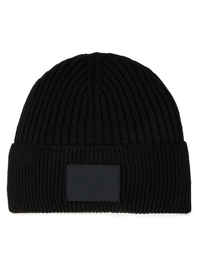 Calvin Klein Čepice Calvin Klein Tonal Rubber Patch Beanie K50K511291 Černá