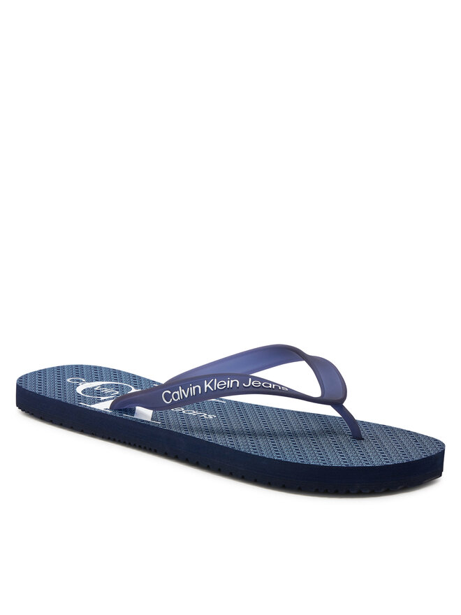 Calvin Klein Jeans Japonki Calvin Klein Jeans Beach Sandal Glossy YM0YM00952 Granatowy