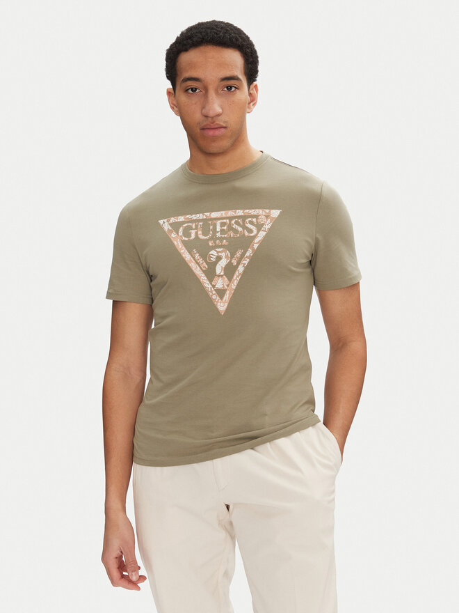 Guess Guess Marškinėliai M5GI06 I3Z14 Žalia Regular Fit