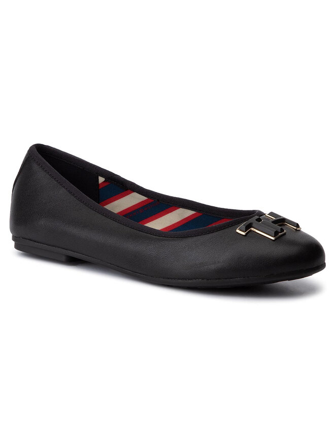 Tommy Hilfiger Ballerinas Tommy Hilfiger Essential Leather Ballerina FW0FW04316 Schwarz