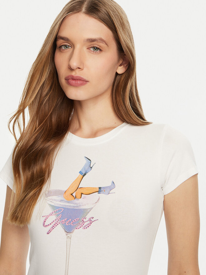 Guess Guess Marškinėliai W5RI29 KA0Q1 Balta Regular Fit