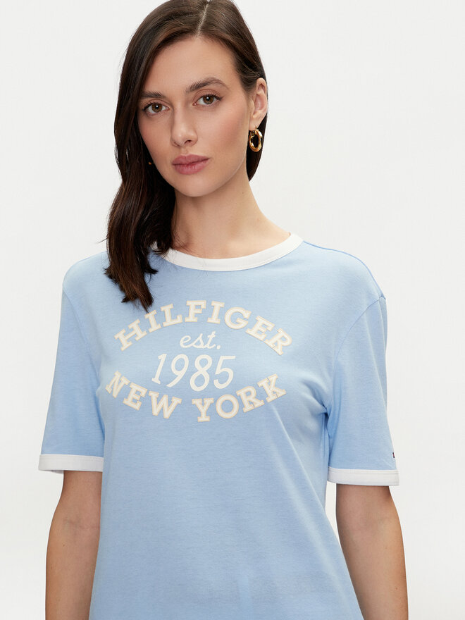 Tommy Hilfiger Tommy Hilfiger Marškinėliai Varsity Ringer WW0WW42585 Mėlyna Regular Fit