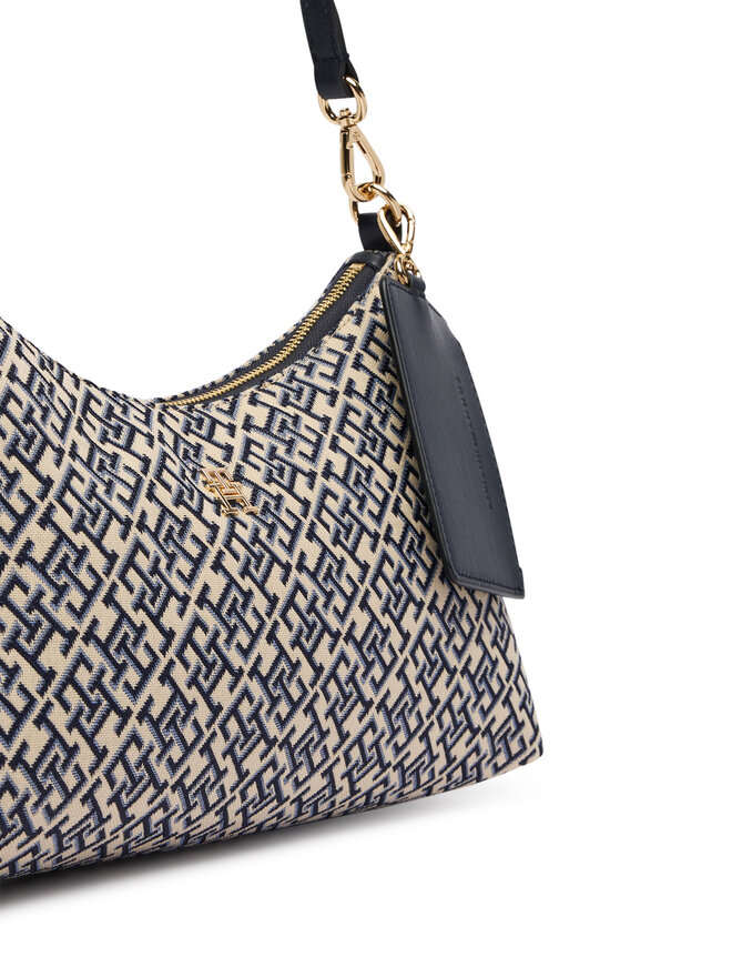 Tommy Hilfiger Handtasche Tommy Hilfiger Th Icon Shoulder Bag Jacquard AW0AW18907 Dunkelblau