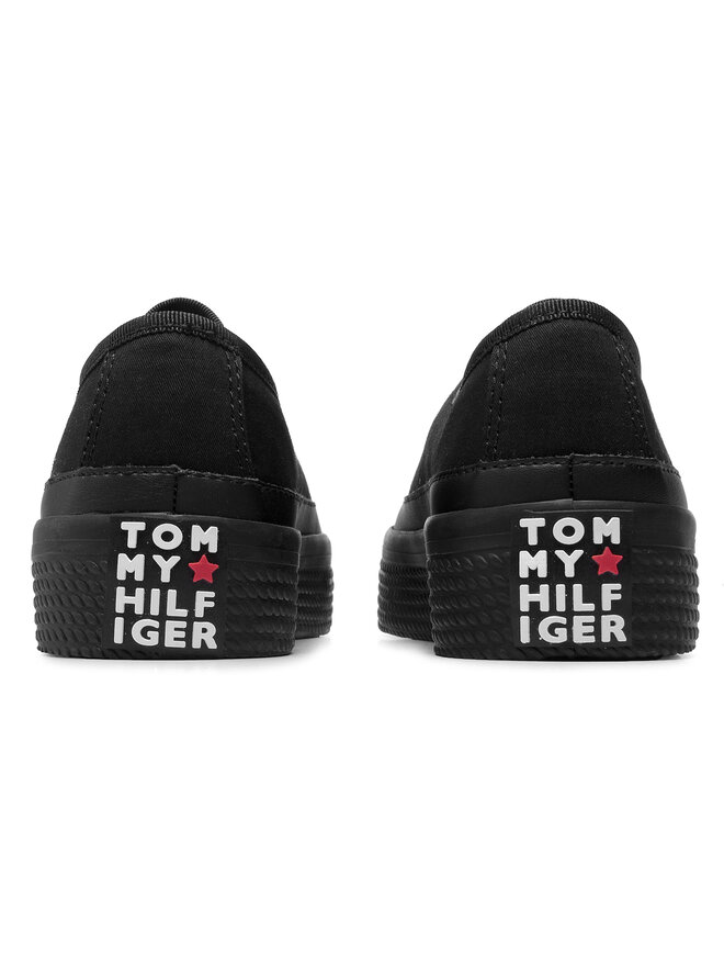 Tommy Hilfiger Sneakers aus Stoff Tommy Hilfiger Corporate Flatform Sneaker FW0FW02456 Schwarz
