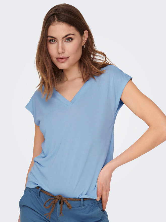 ONLY ONLY Camiseta Free 15287041 Celeste Regular Fit