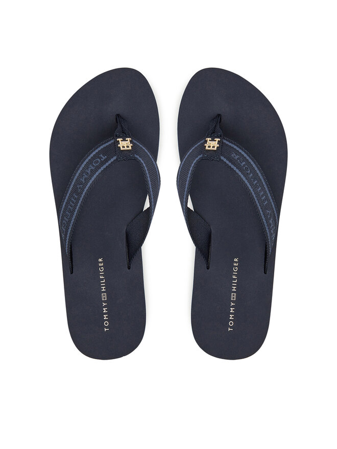 Tommy Hilfiger Japonki Tommy Hilfiger Hilfiger Webbing Beach Sandal FW0FW08515 Granatowy