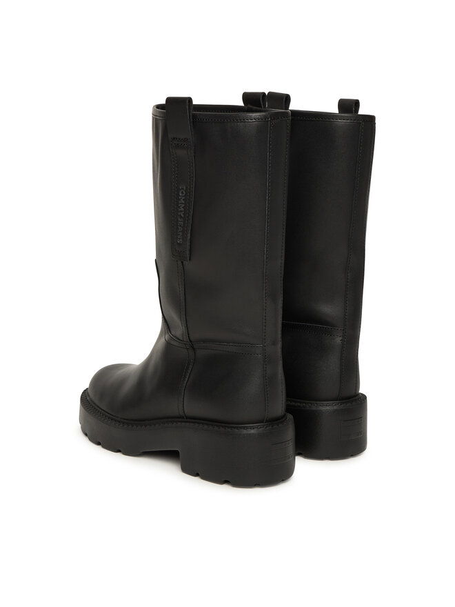Tommy Jeans Stiefeletten Tommy Jeans Tjw Leather Mid Tubular Boot EN0EN02834 Schwarz