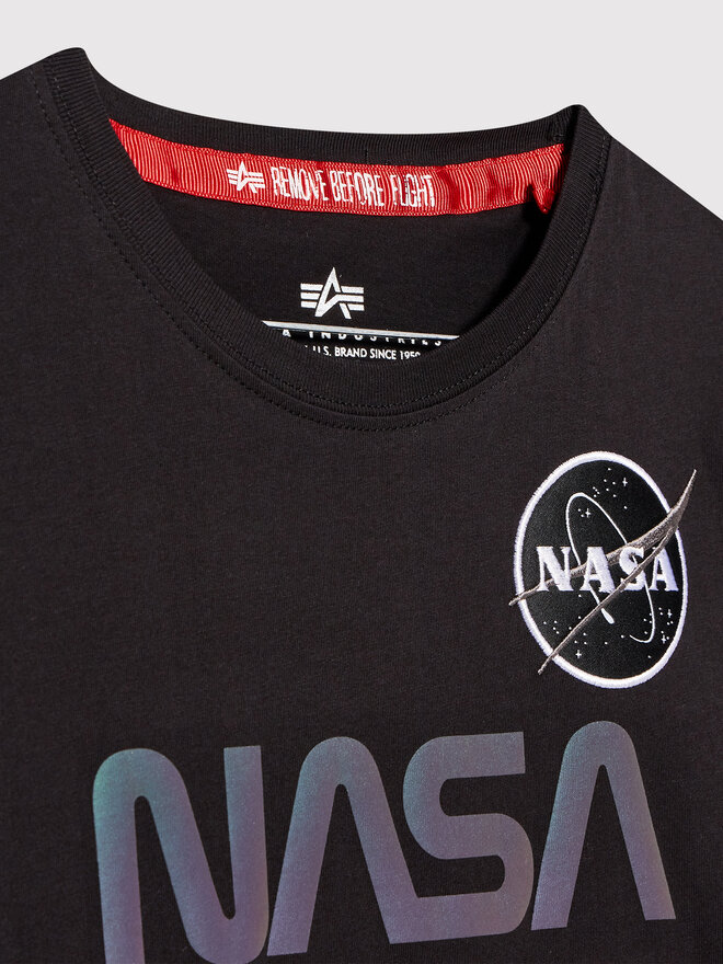 Alpha Industries Alpha Industries Marškinėliai Nasa Rainbow Reflective 198718RR Juoda Regular Fit