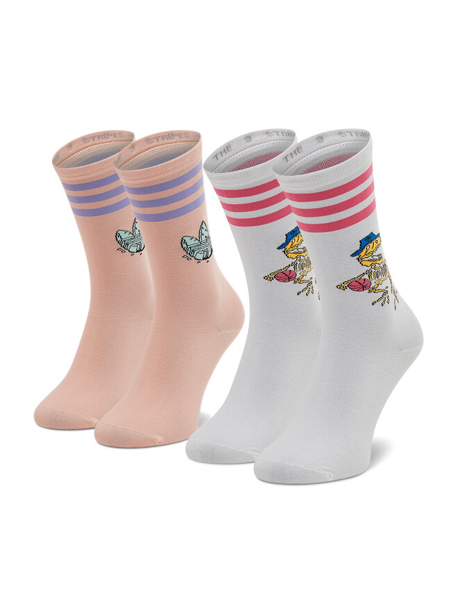 adidas Set di 2 paia di calzini lunghi unisex adidas Fun Graphic 2pp H32423 Bianco