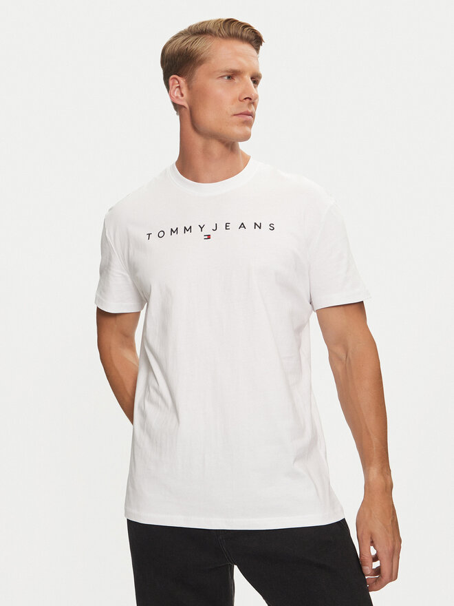 Tommy Jeans Tommy Jeans Marškinėliai Linear Logo DM0DM20744 Balta Regular Fit