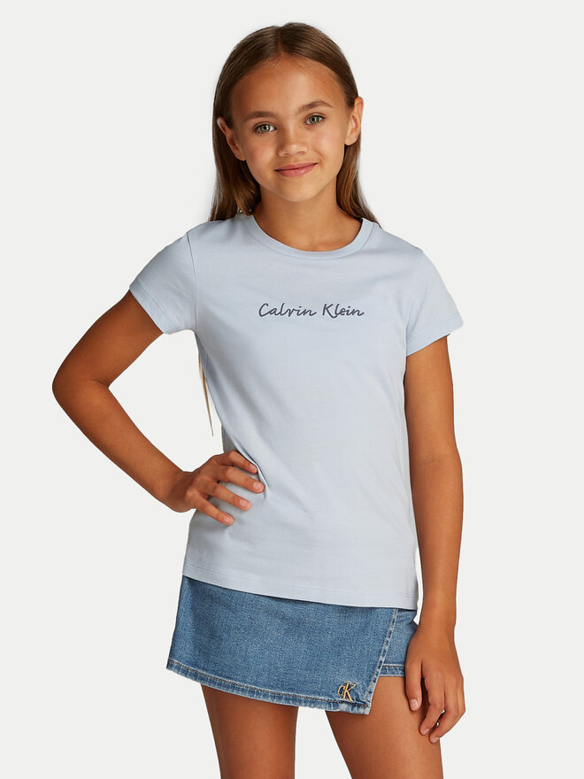 Calvin Klein Jeans Calvin Klein Jeans Футболка Script Logo IG0IG02857 Блакитний Slim Fit