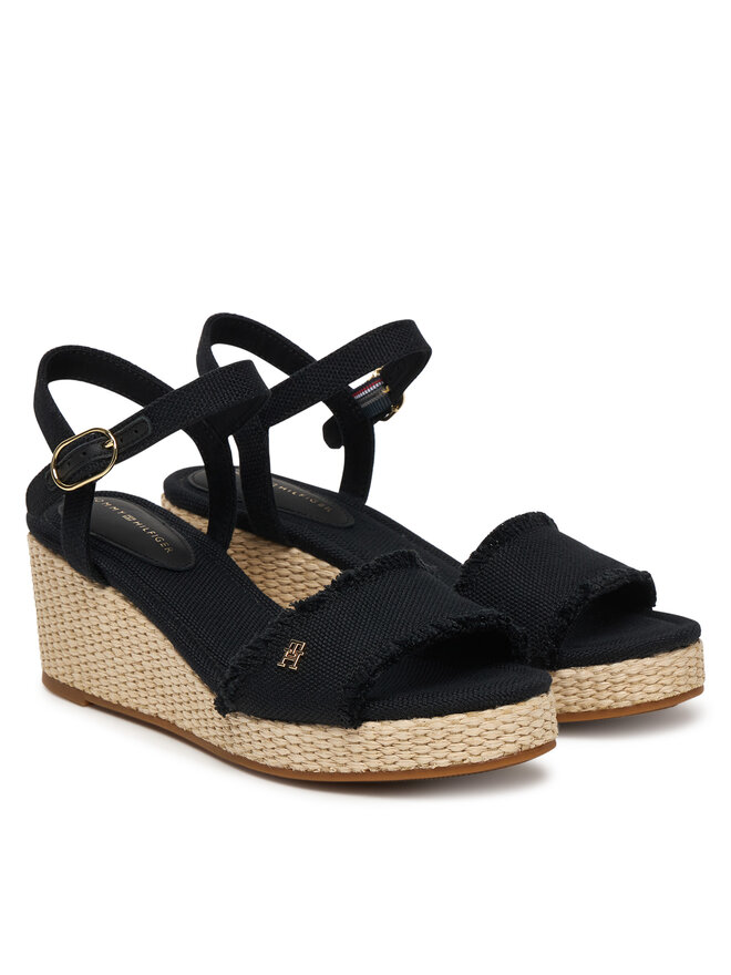 Tommy Hilfiger Sandalen Tommy Hilfiger Mid Woven Wedge Espad Fringe FW0FW09470 Schwarz