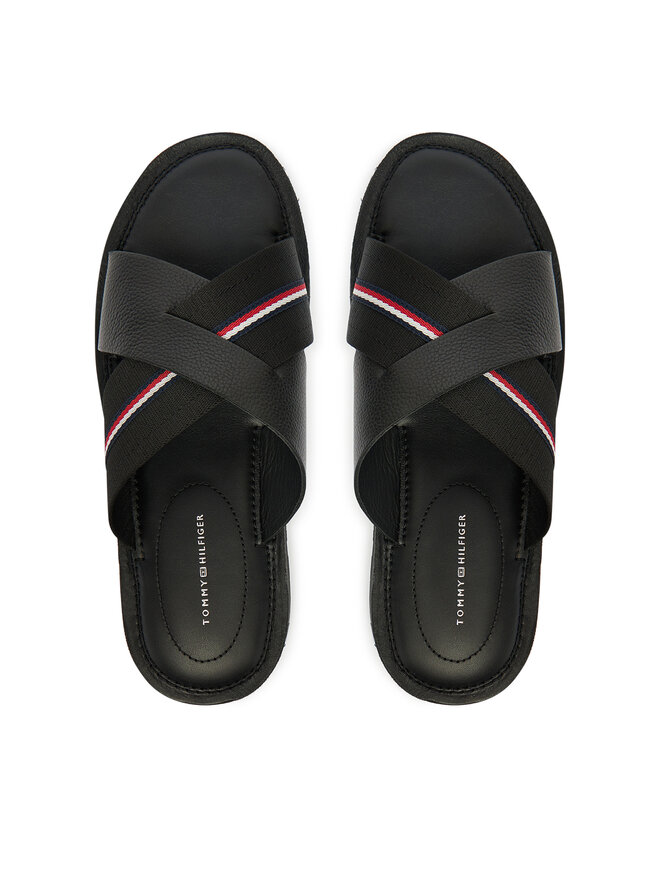 Tommy Hilfiger Pantoletten Tommy Hilfiger Core Hilfiger Lth Criss C Sandal FM0FM05783 Schwarz
