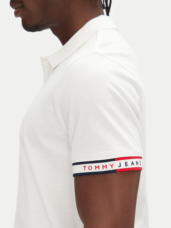 Tommy Jeans Tommy Jeans Pólóing Flag Cuff DM0DM21306 Ekru Slim Fit