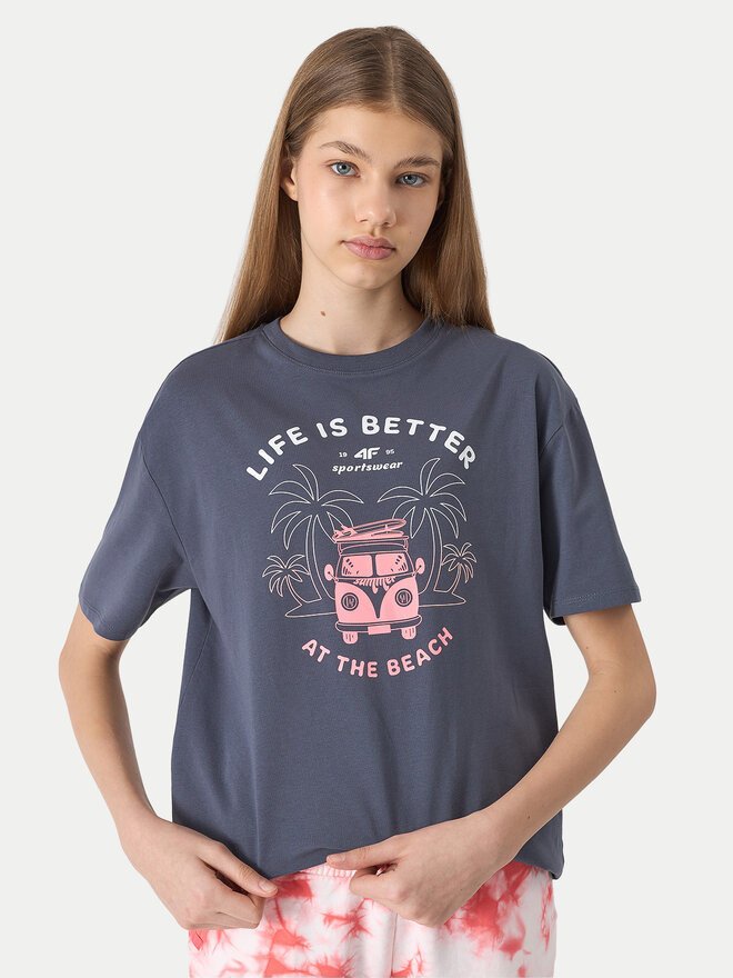4F 4F Marškinėliai 4FJWSS24TTSHF1146 Pilka Loose Fit