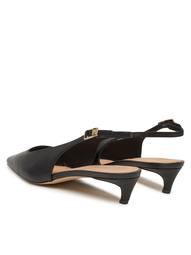 Tommy Hilfiger Sandali Tommy Hilfiger Squared Toe Kitten Slingback FW0FW08711 Črna