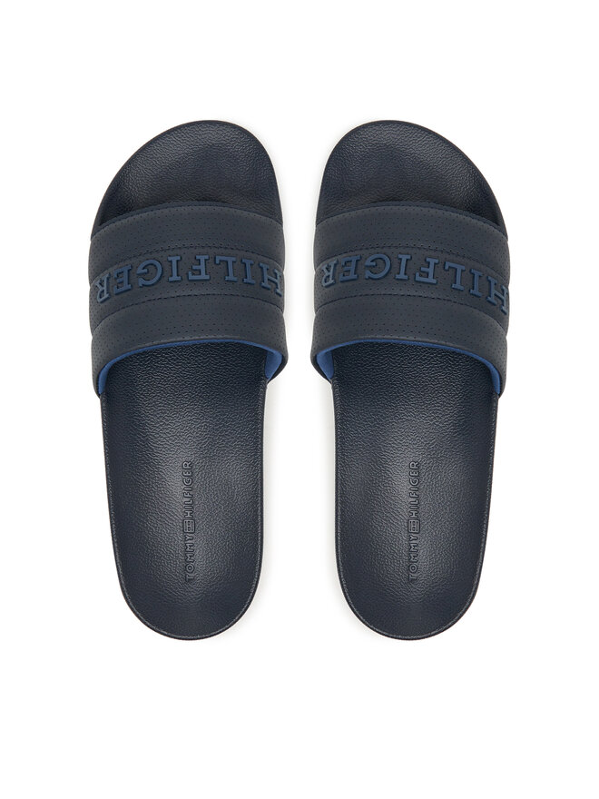 Tommy Hilfiger Pantoletten Tommy Hilfiger Pad Perf Pool Slide FM0FM05709 Dunkelblau