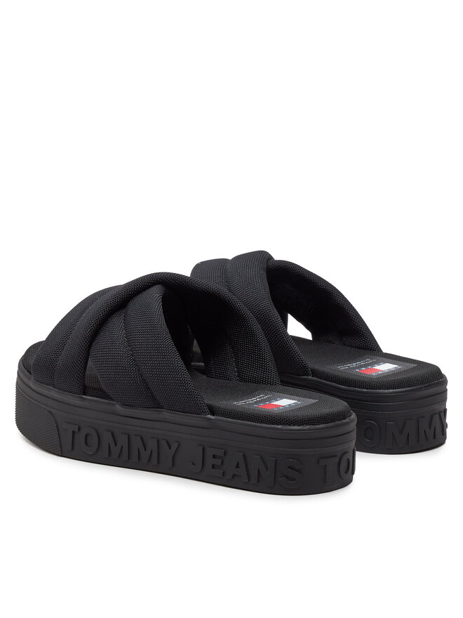 Tommy Jeans Чехли Tommy Jeans Tjw Lettering Flatform Sandal EN0EN02465 Черен