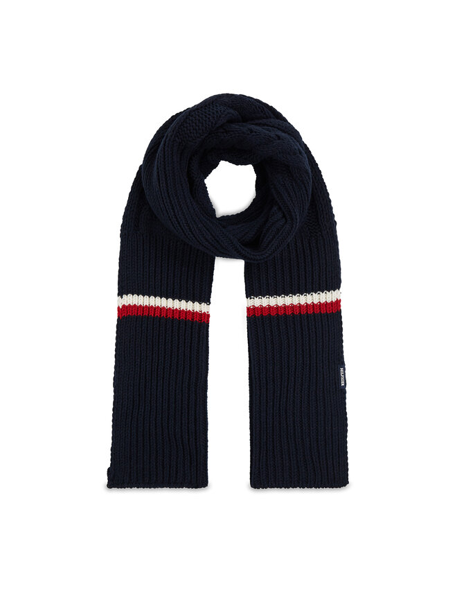 Tommy Hilfiger Šallīte Tommy Hilfiger Monotype Chunky Knit Scarf AM0AM11507 Tumši zils