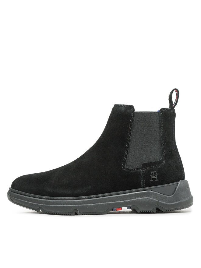 Tommy Hilfiger Μποτάκια με λάστιχο Tommy Hilfiger Premium Th Suede Hybrid Chelsea FM0FM04683 Μαύρο
