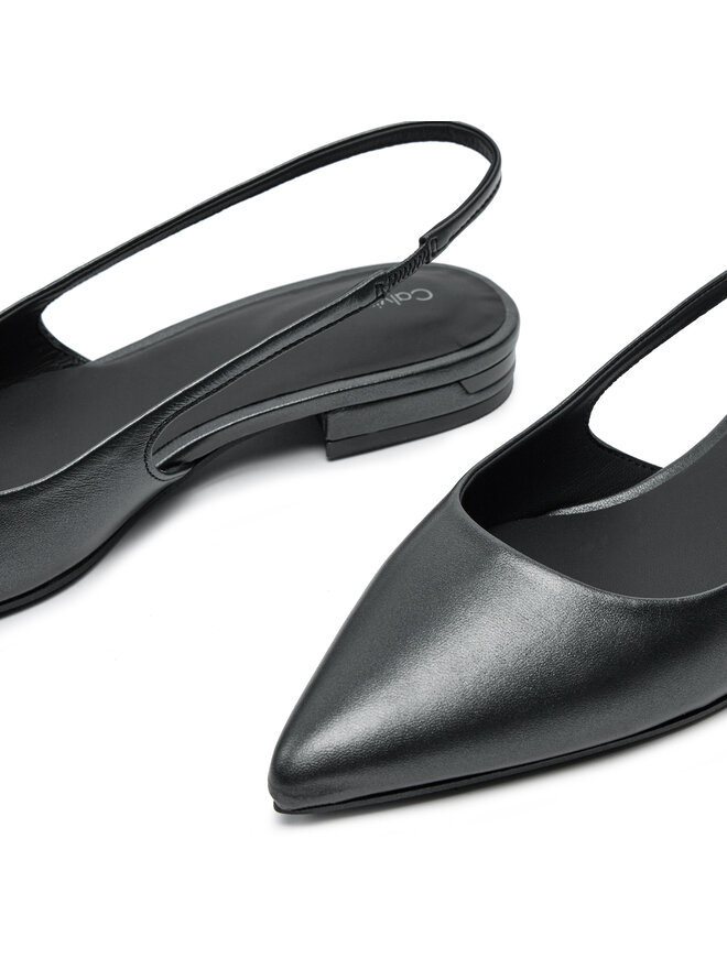 Calvin Klein Sandały Calvin Klein Flat Slingback Pump Pearl HW0HW02120 Czarny